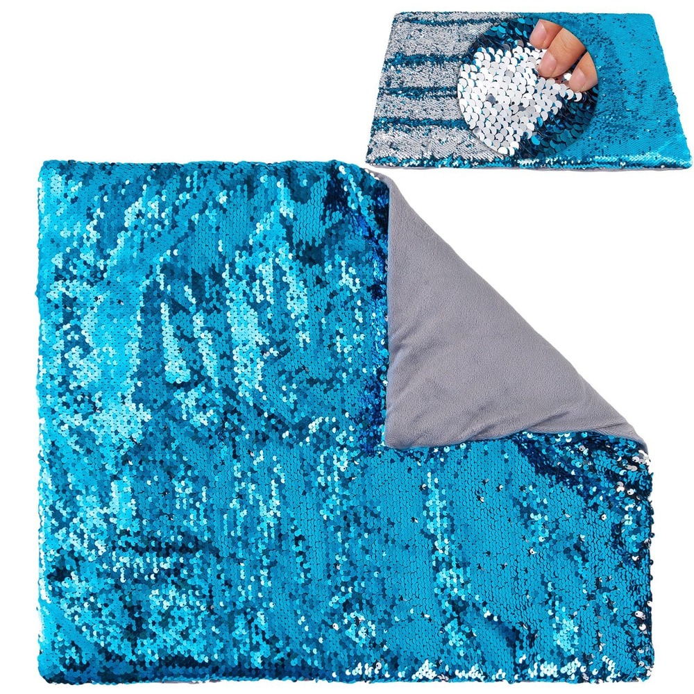 NWOT Hugsmiling Weighted Lap Pad 7lb Blue Silver Sequin Sensory Blanket